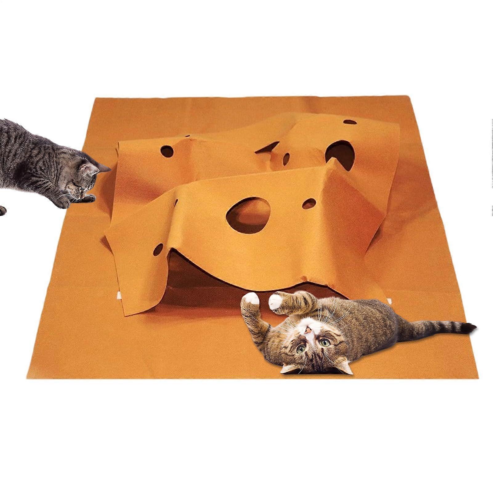 Cat Tunnel for Indoor Cats with Interactive Play Mat, Durable MultiCat Activity Space