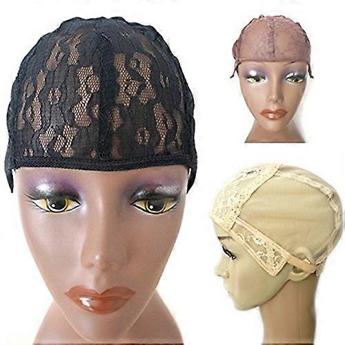 Wig Making Cap Medium Size Black with Adjustable Straps and Stretch Lace for DIY Wigs