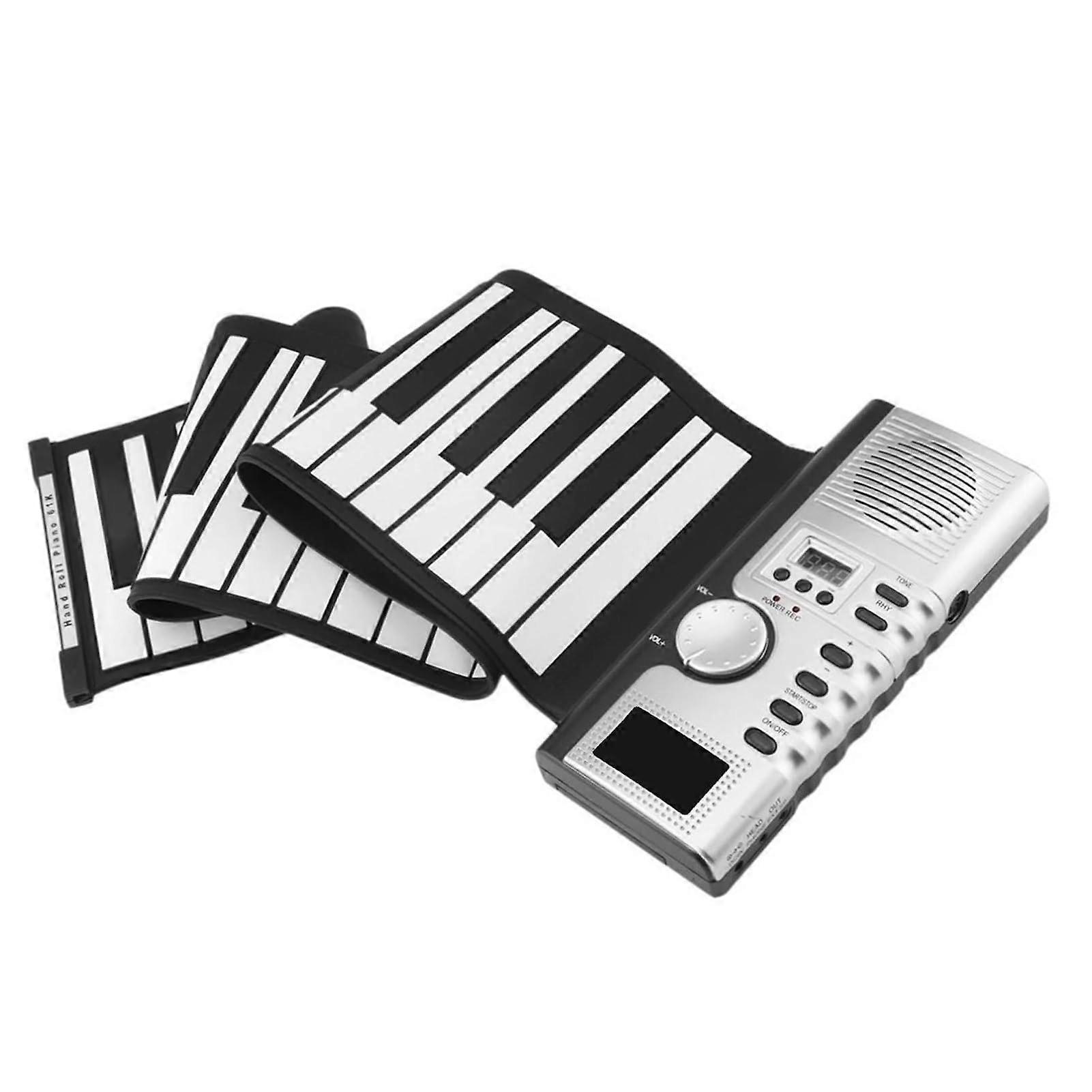 Professional 61Key Roll Up Piano Keyboard with Dual Timbre Layering, Split Function and LCD Control