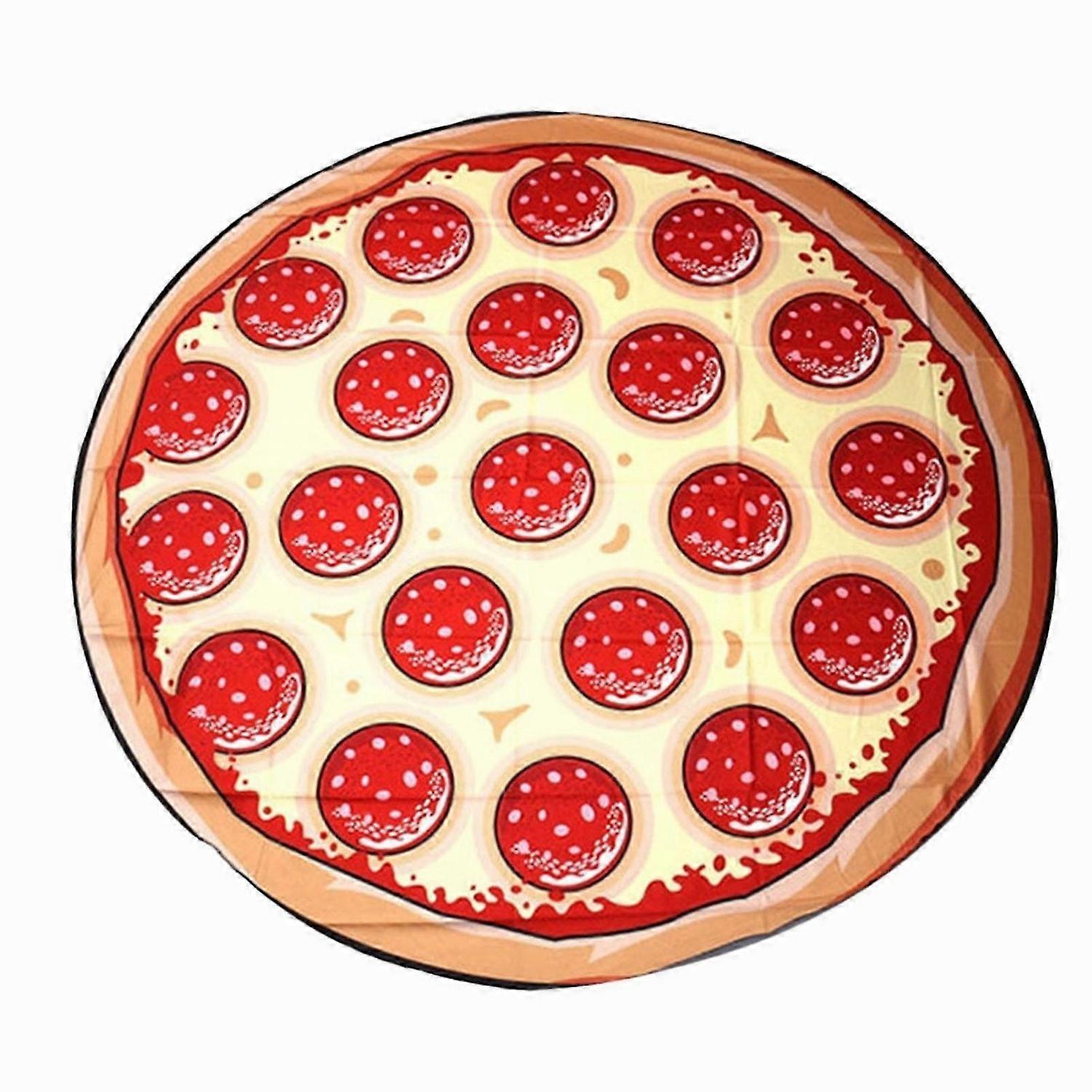Round Beach Mat Polyester Super Soft Absorbent Large Quick Drying Pizza Donut Pattern Camping Picnic Vacation Mat
