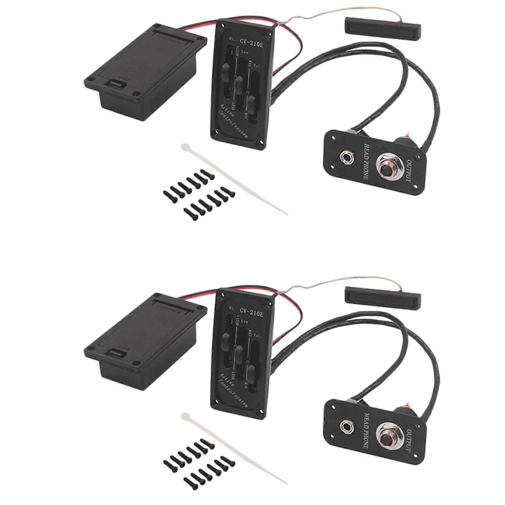 2X Electric Violin Pickup Piezo Preamp Accessory with Active Tone System Brass