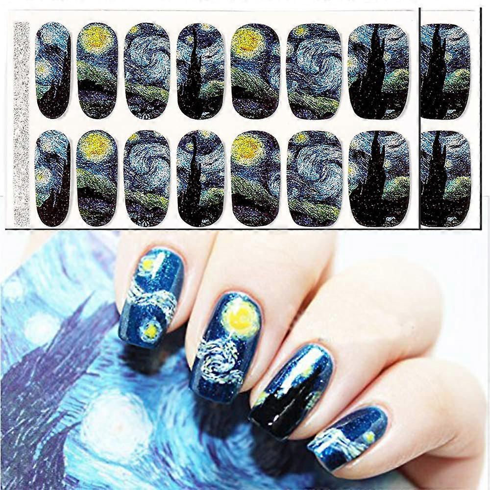 Nail Art Stickers with Glitter Shimmer, 14 Decals/Sheet, 2 Pack