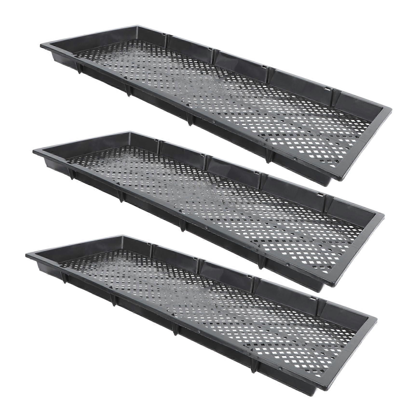 3pcs Seed Sprouting Trays for Easy Germination Durable Plastic Hydroponic Nursery Holder Black