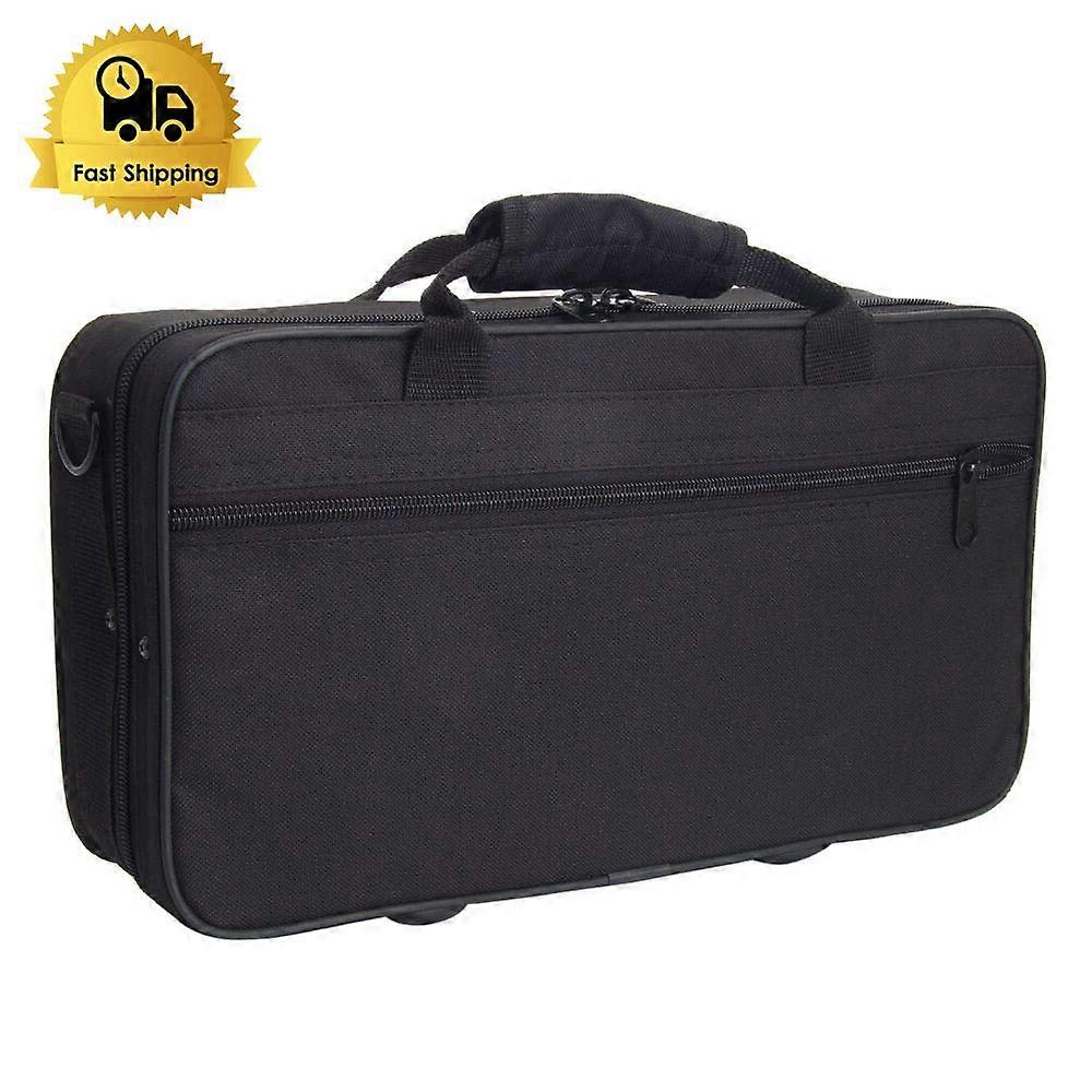 Professional Black Lightweight Square Clarinet Case with Messenger Design and Accessory Storage