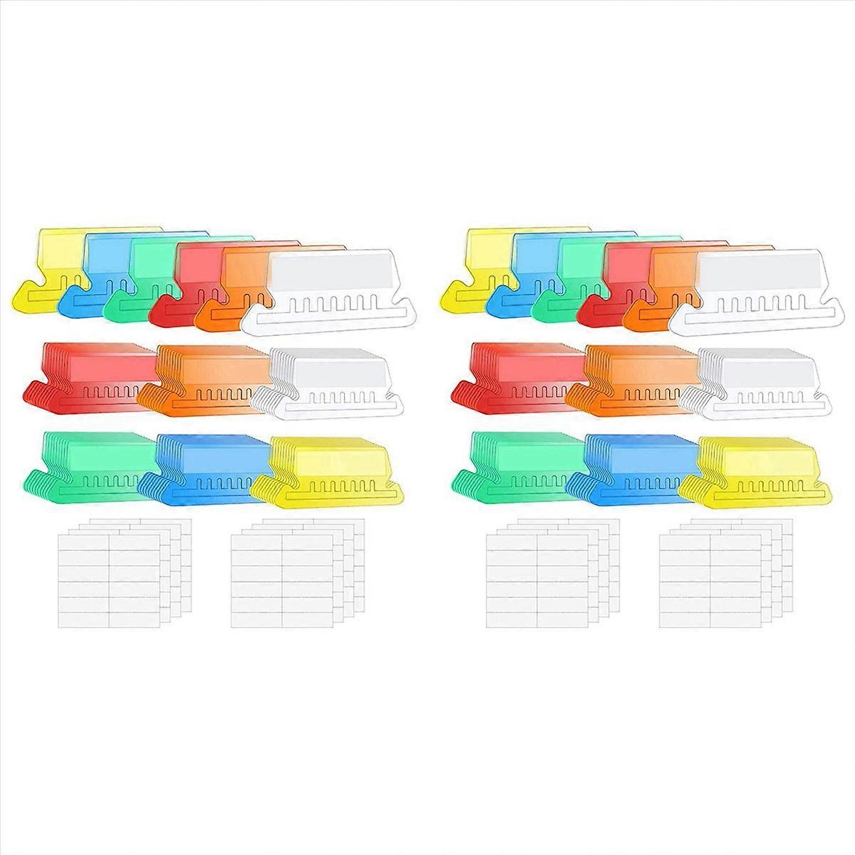 120 Sets Multicolor Hanging File Folder Tabs with Blank Inserts