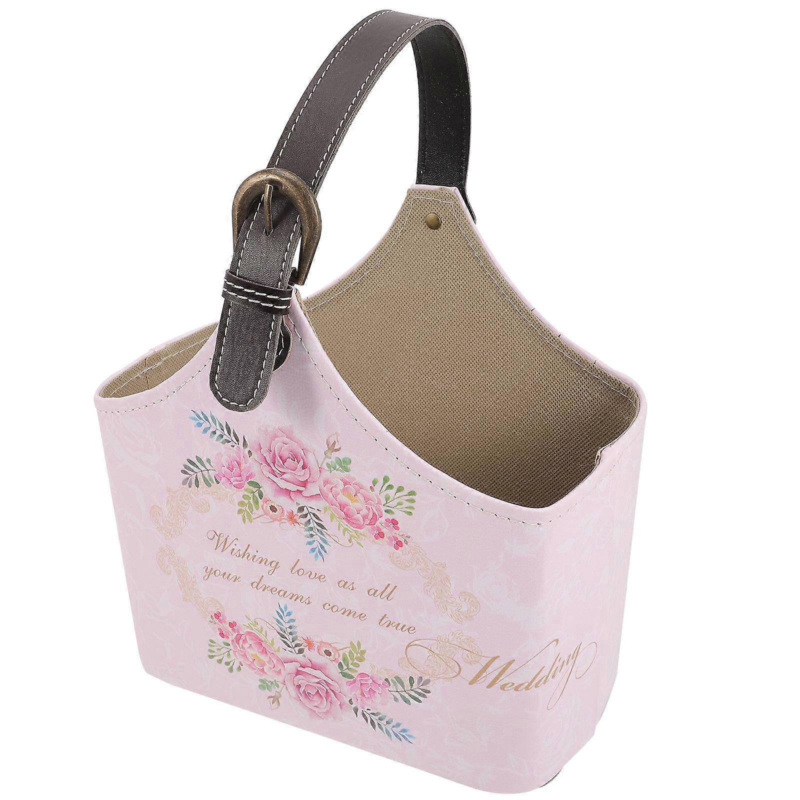 Gift Basket Wedding PU Basket with Handle for Storage