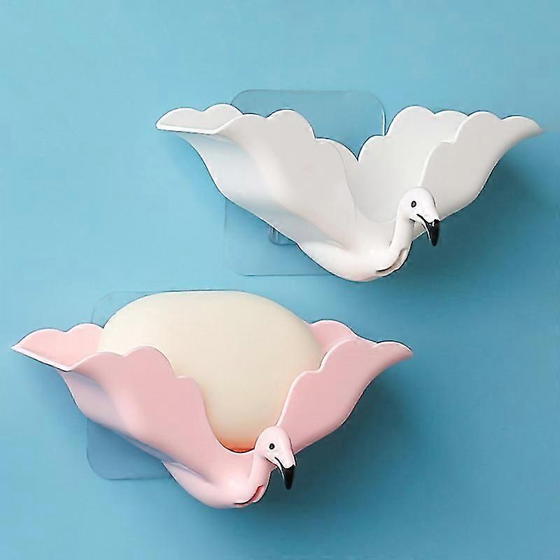 2pcs Multi-function Plastic Soap Box Multi-function Plastic Shaped Bathroom Soap Dish Soap Dish (color : Pink+white) high quality