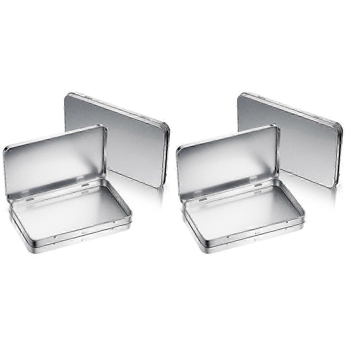 Rectangular Metal Tin Box with Lid Metal Hinged Lid,2PCS