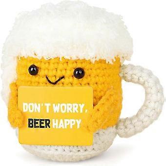 Funny Positive Beer Crochet Doll  Cute Potato Partner with Positive Card, Gag Gift for Women & Teachers