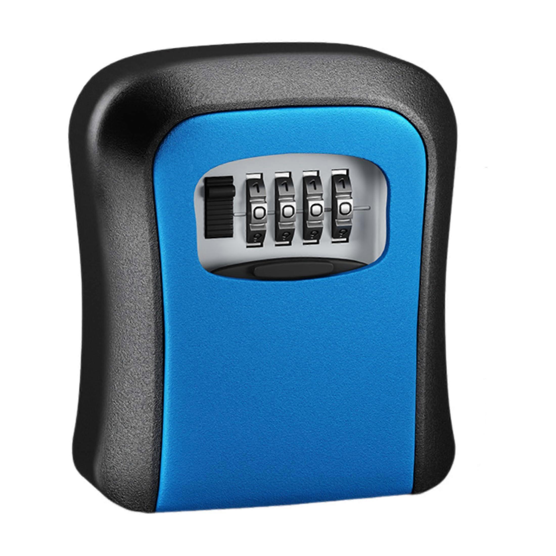 Wall Mounted Key Lock Box with 4Digit Code, Weatherproof Outdoor Key Safe for Home  Blue