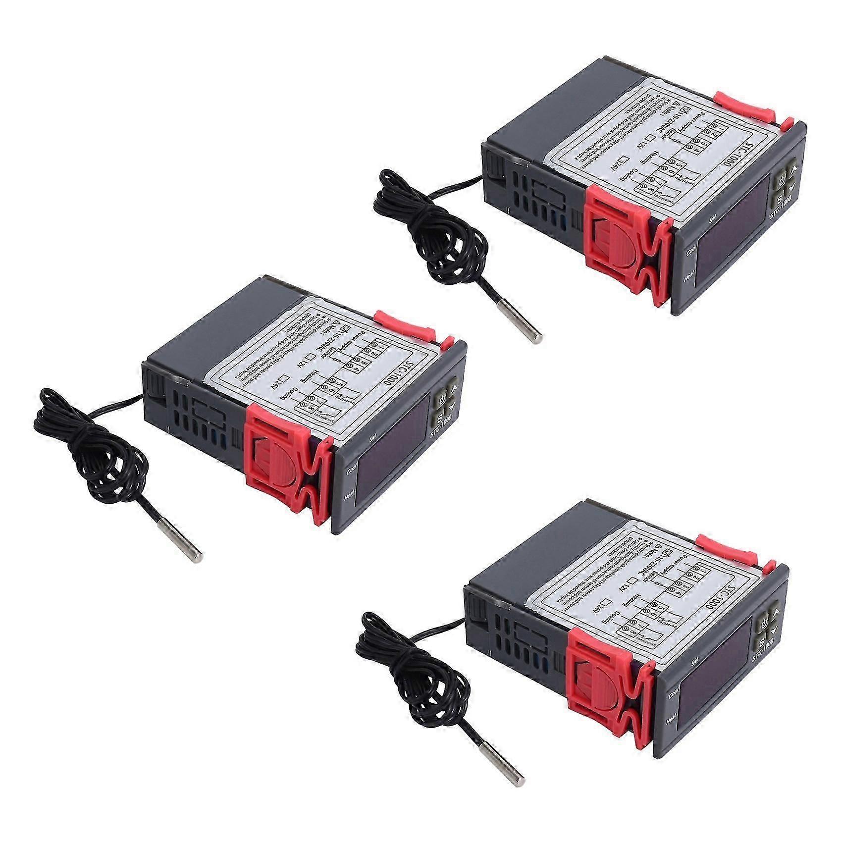 3X 220V/-/1000 Digital Temperature Controller Thermostat with