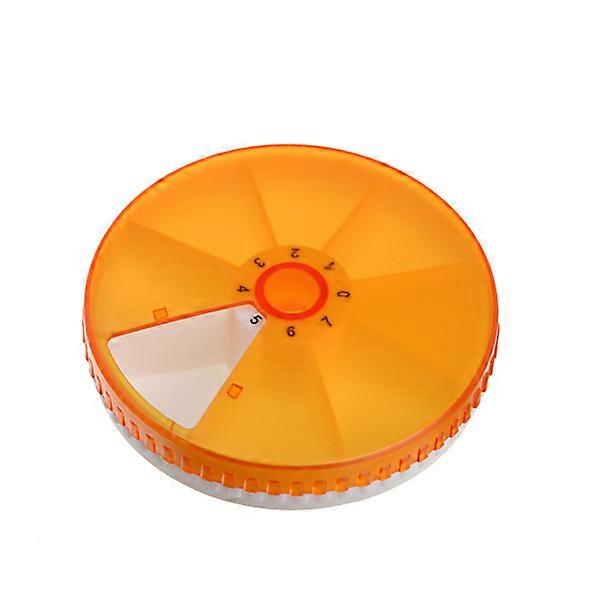 Circular Rotating Pill Case Tablet Container (Orange)