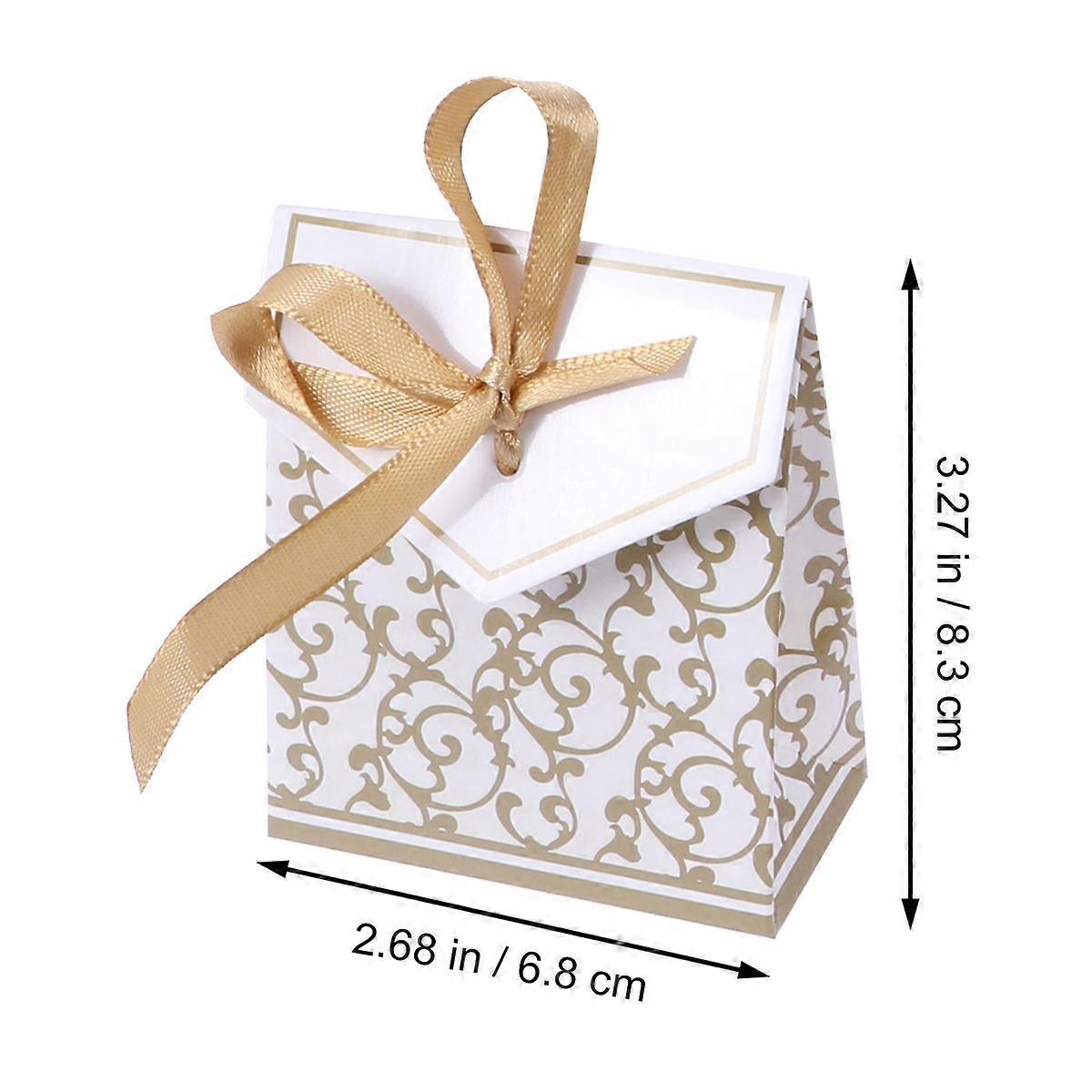 Wedding Candy Boxes Golden Printed Boxes for Packing Candy 50Pcs