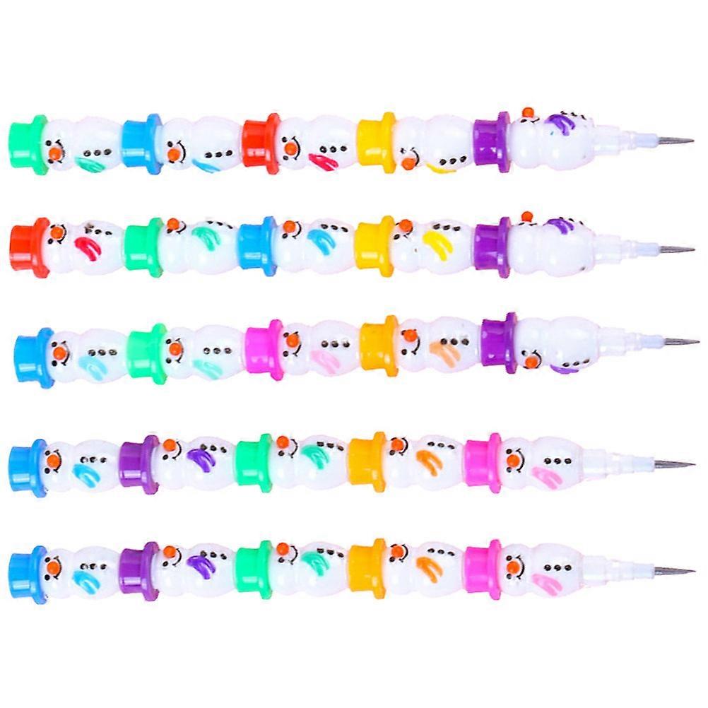 Bright Color Plastic Stackable Pencils for Smooth Writing 5Pcs