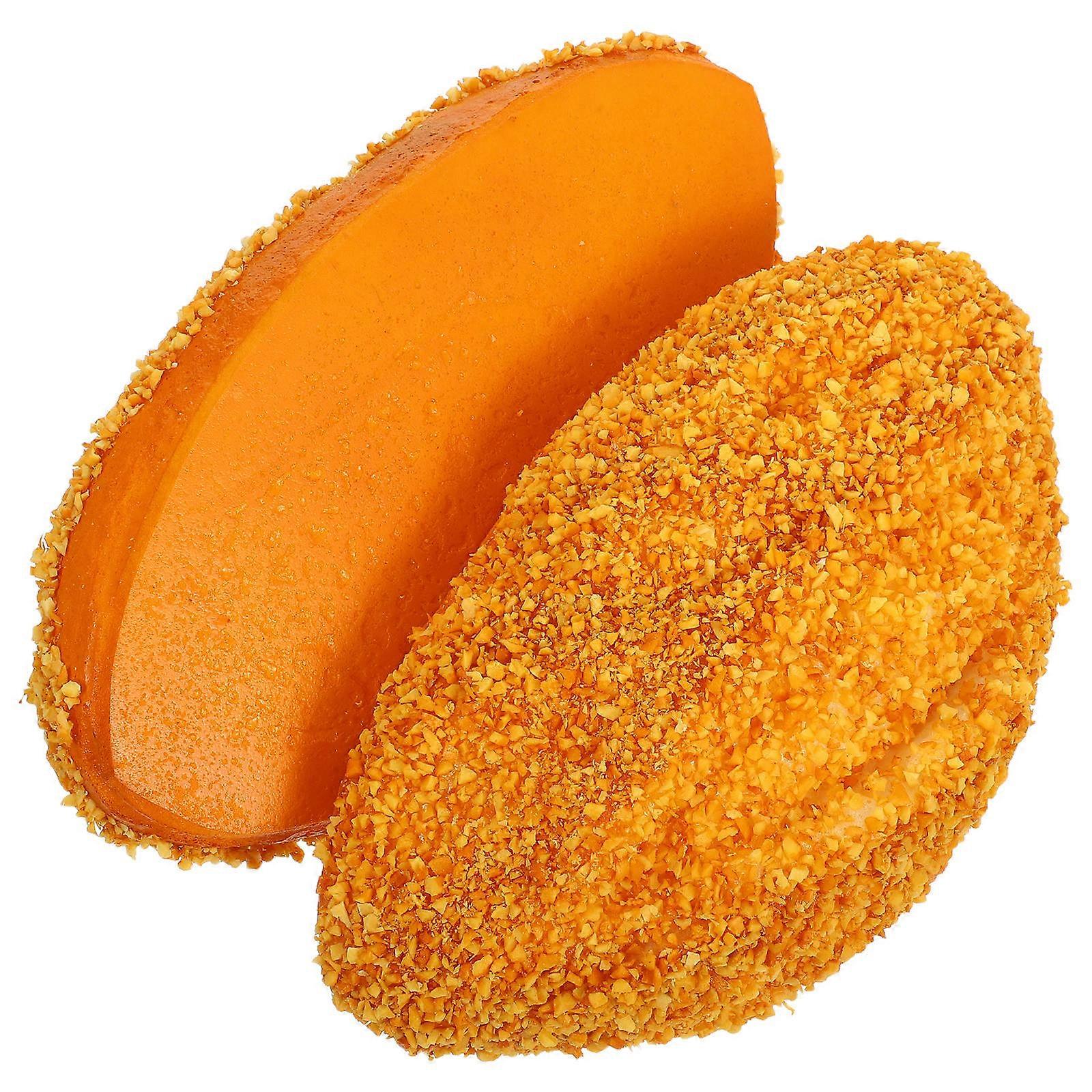 Lifelike Artificial Bread Simulation Bread for Decoration 2Pcs Orange PU Set