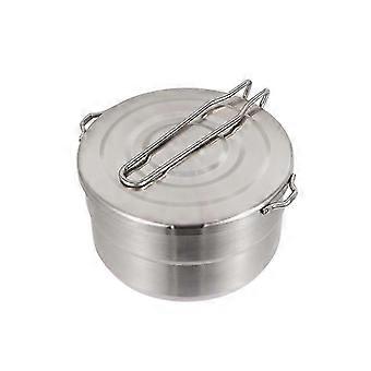 Panela portátil de camping de 1,5L em aço inoxidável 304 com alça dobrável e resistente ao vento.