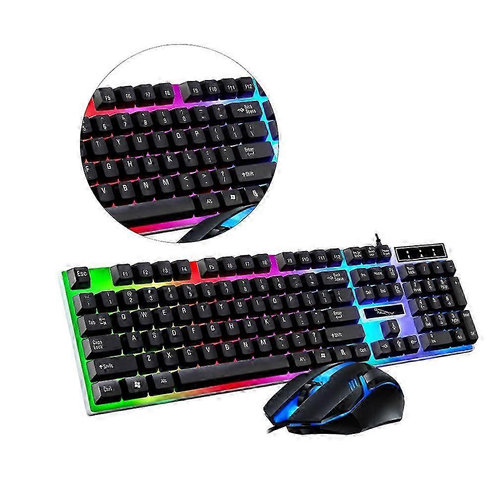 Gaming Keyboard And Mouse Set Wired Black For Computer Keyboard Floating Keycap Design 1Set
