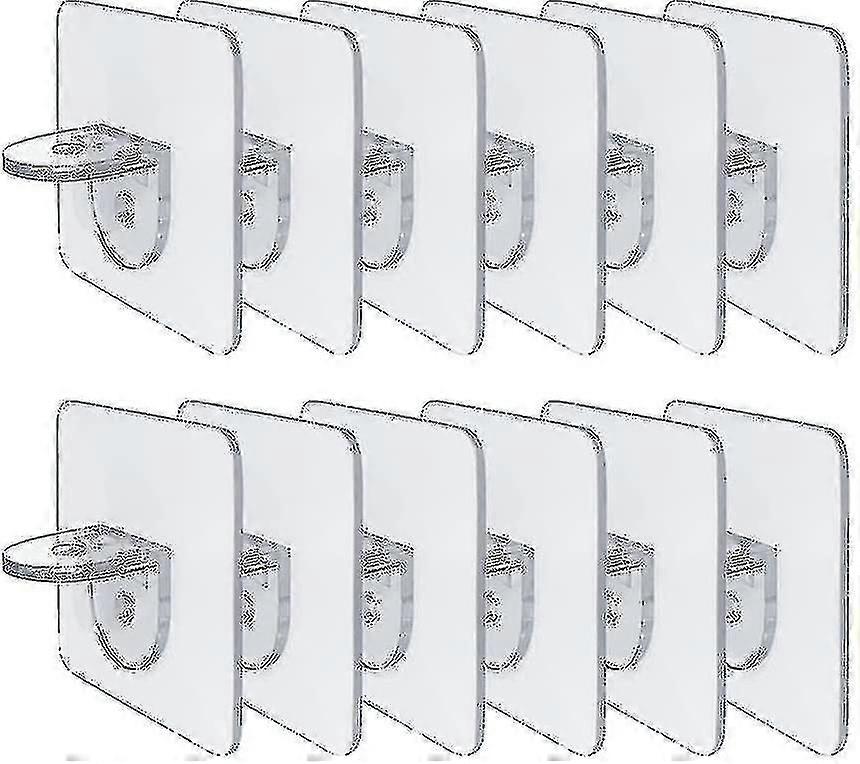 12-Pack Self-Adhesive Shelf Brackets for Storage & Wardrobe