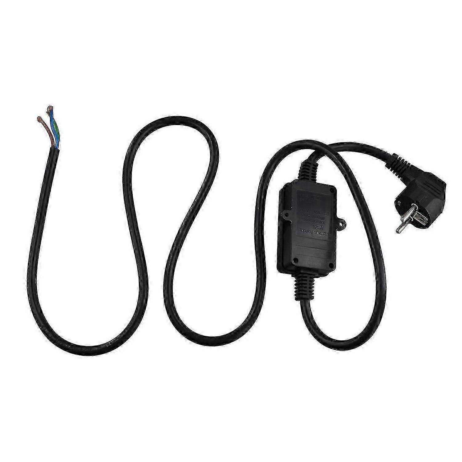 FI Circuit Breaker Socket Residual with Cable, EU Plug Black
