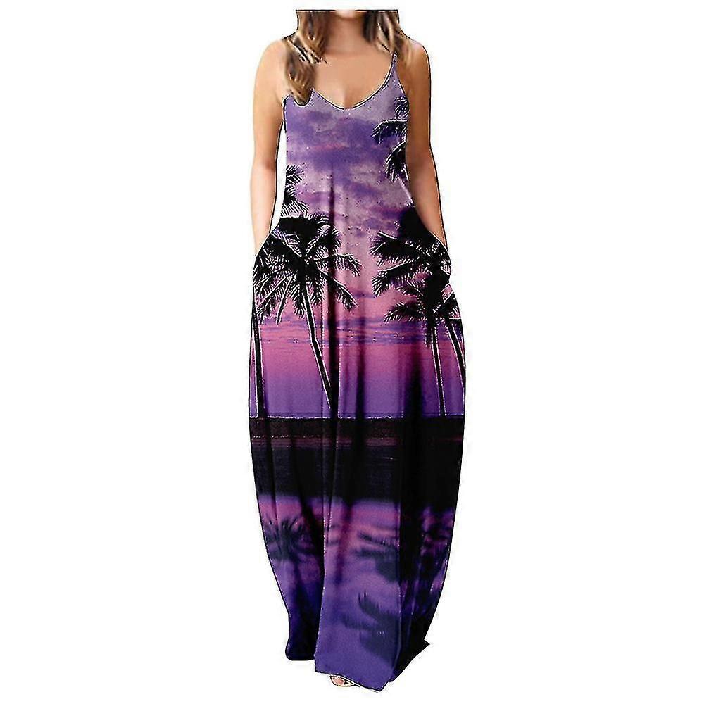 Sky e coqueiro imprimir longo maxi vestido