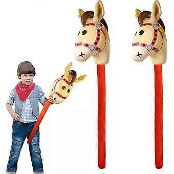 2Pcs Inflatable Stick Horse Toy 38 Inches Inflate Horsehead Balloon Cowboy Party