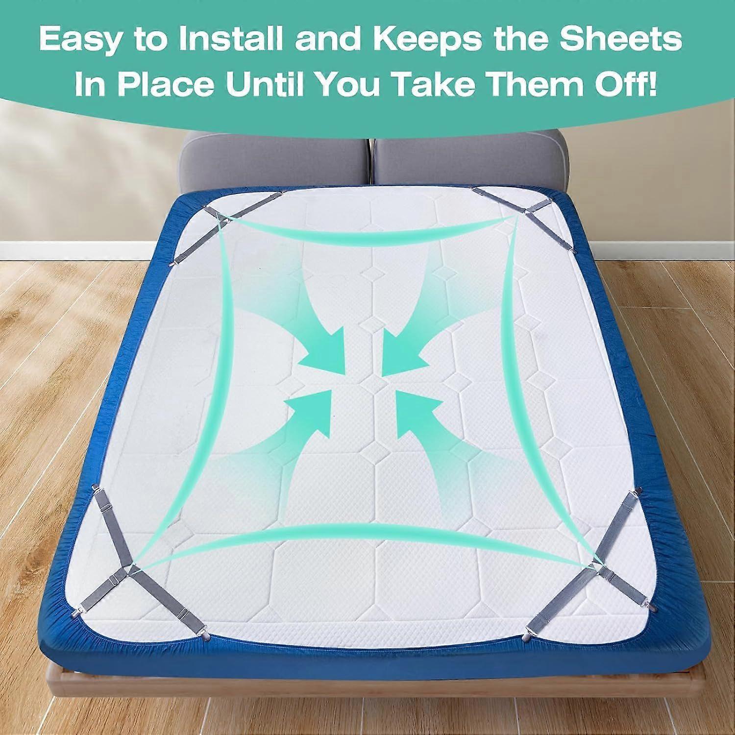 Bed Sheet Straps, Easy to Install Sheet Straps, Fitted Sheet Clips, Adjustable