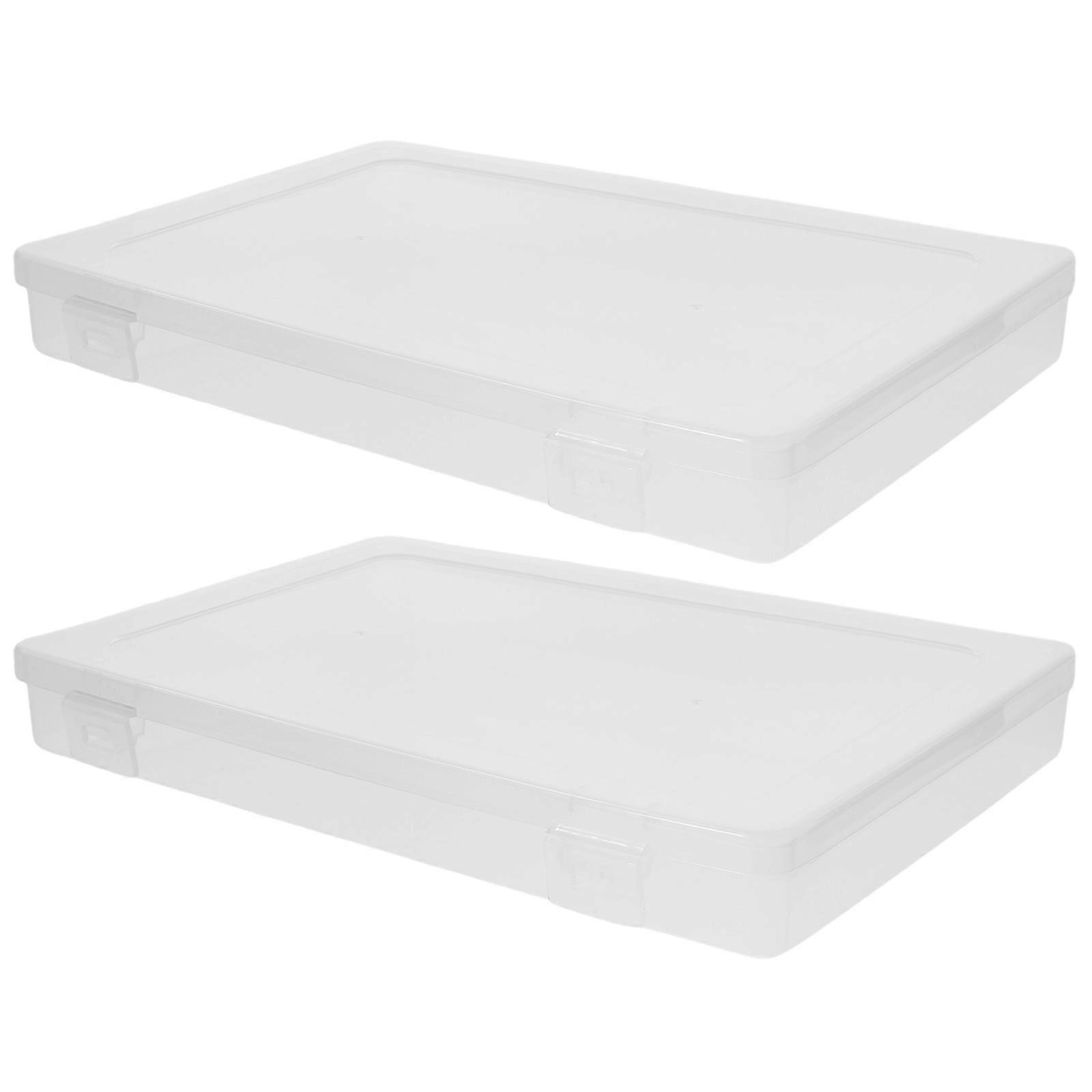 Plastic File Organizer Transparent Document Storage Box Moisture Proof 2Pcs