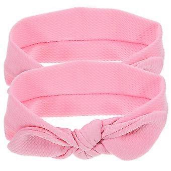 Pink Pet Bowknot Headband for Decoration 2Pcs Stretchy Pet Hair Accessory