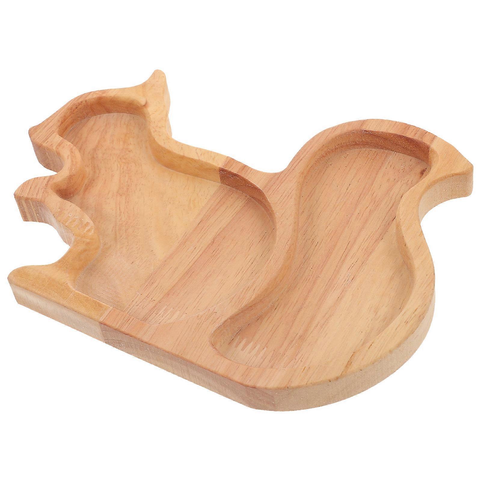 Wood Nut Tray Snack Serving Plate Storage Tray Serving Dish Squirrel Shape Plate