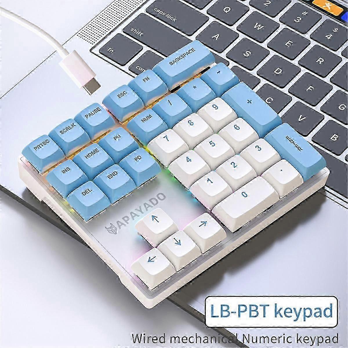 Multi-Color Backlit Numeric Keypad, 33-Key Wired Mechanical Compatible with Laptops