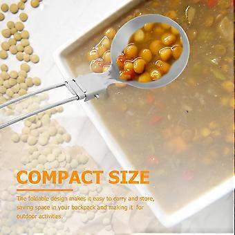 Outdoor Camping Utensil Stainless Steel Folding Soup Spoon 2Pcs Set