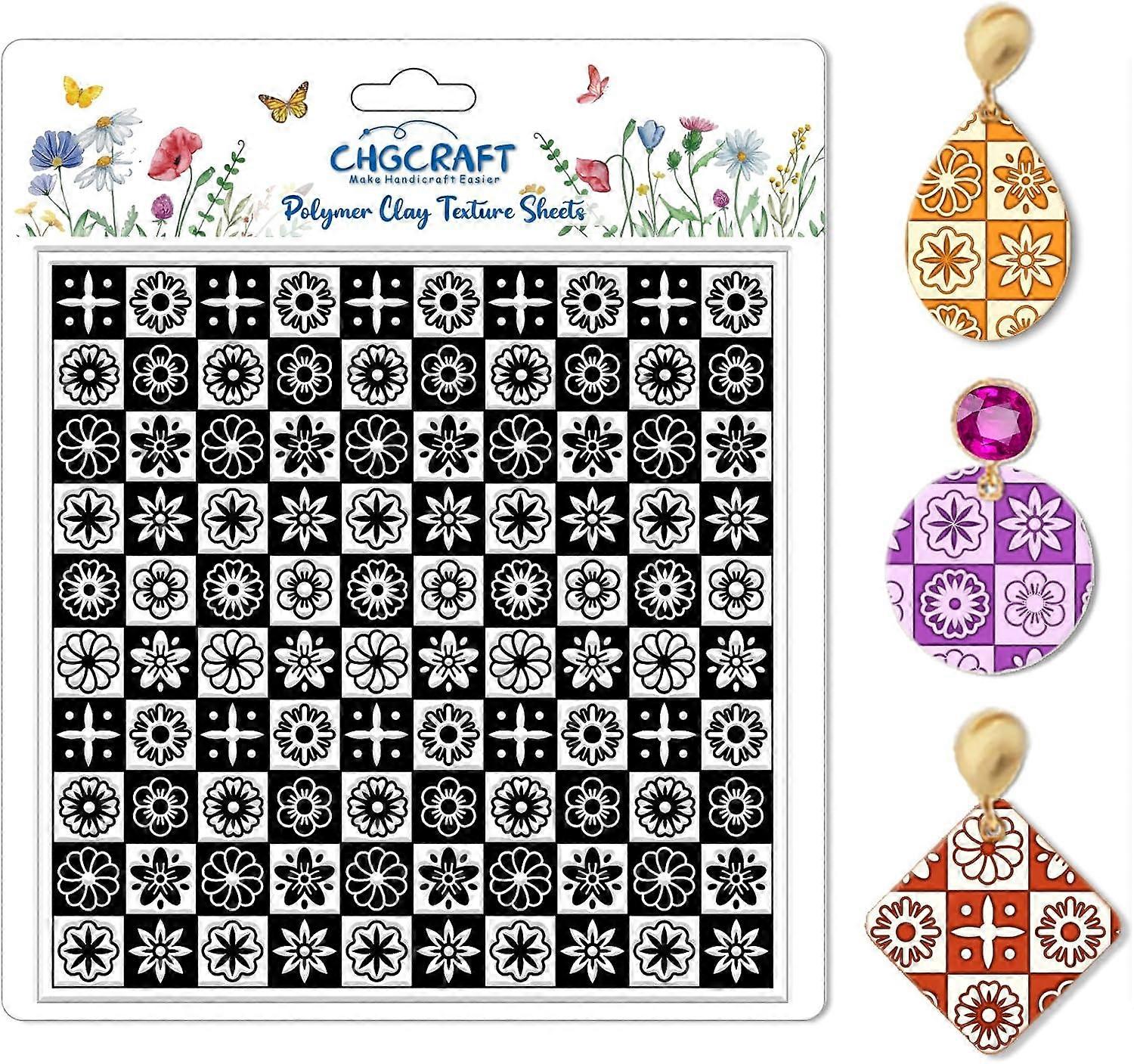 Lattice Pattern Polymer Clay Texture Sheets Geometric Flowers Texture Stamp Clay Texture Mat Modeling Pattern Pad Sheets