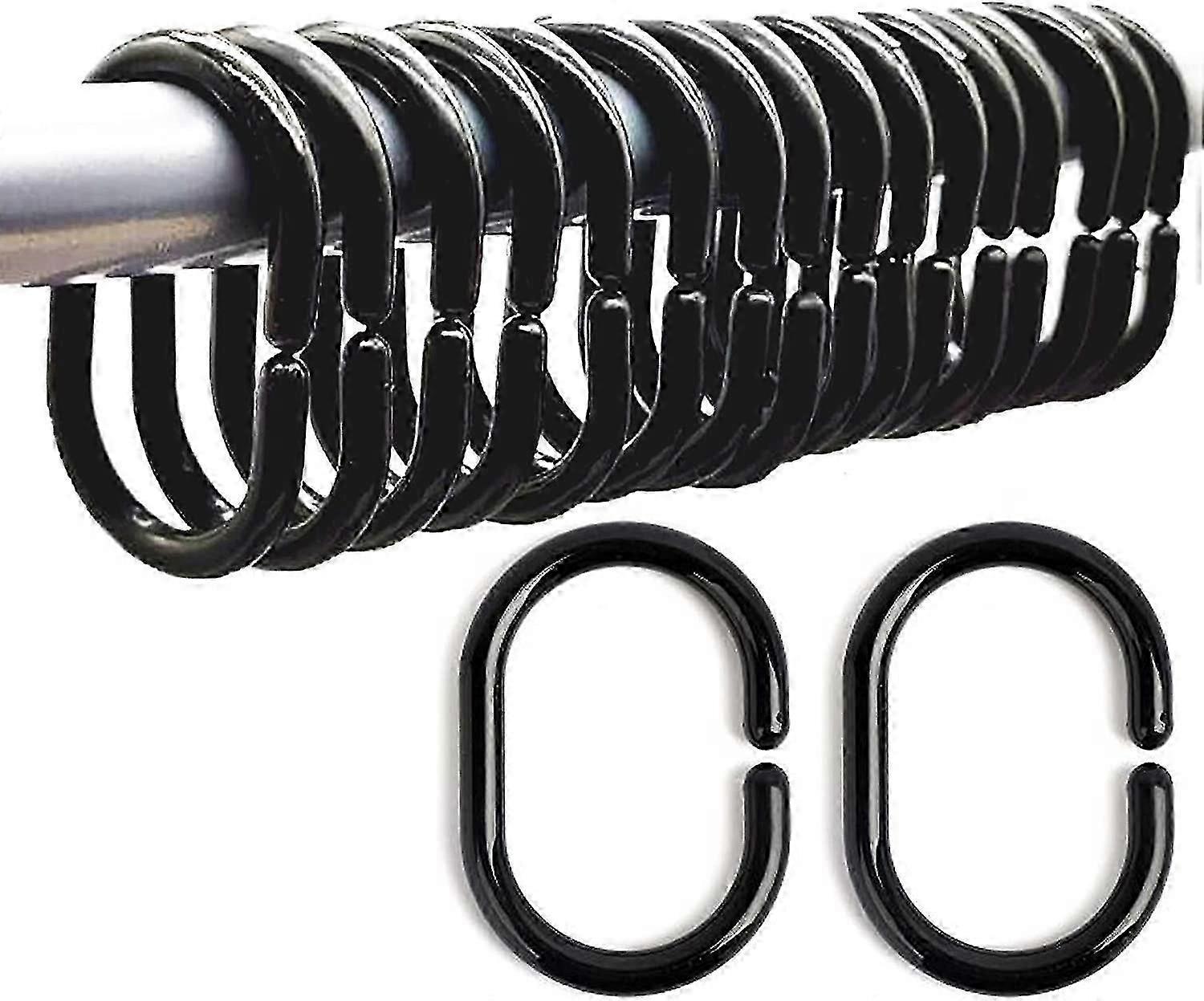 36 pack duschdraperiringar, C-formade, svarta