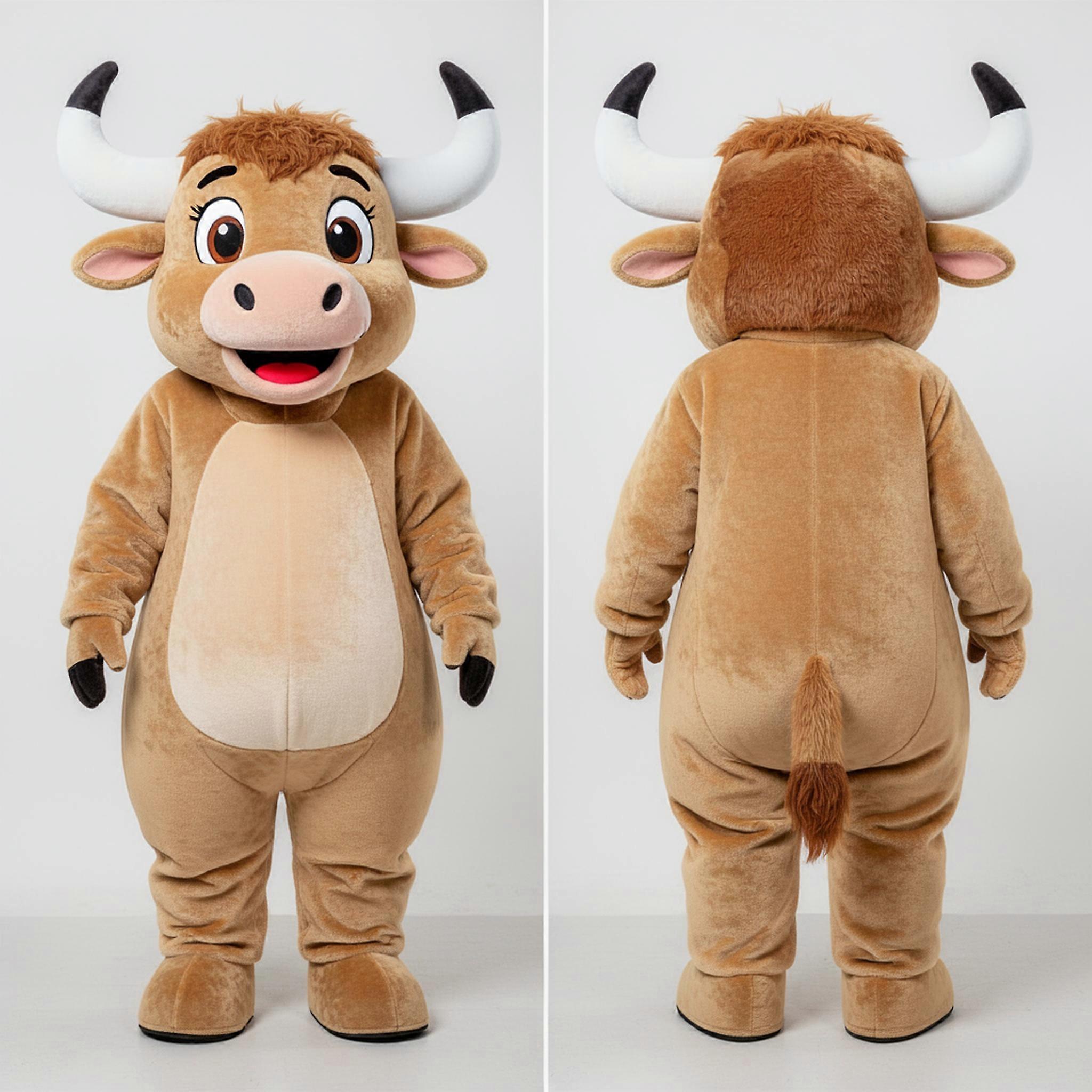 MASTICOT Tan Fluffy Yak Mascot