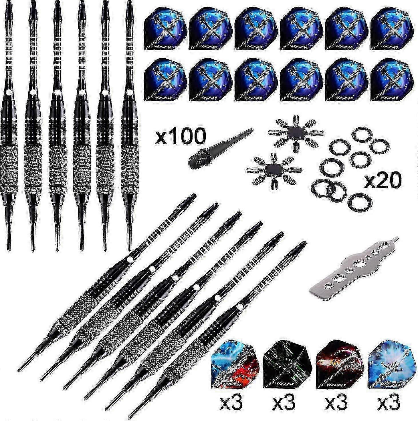 12-Piece Plastic Tip Darts Set with Extras & Toolkit
