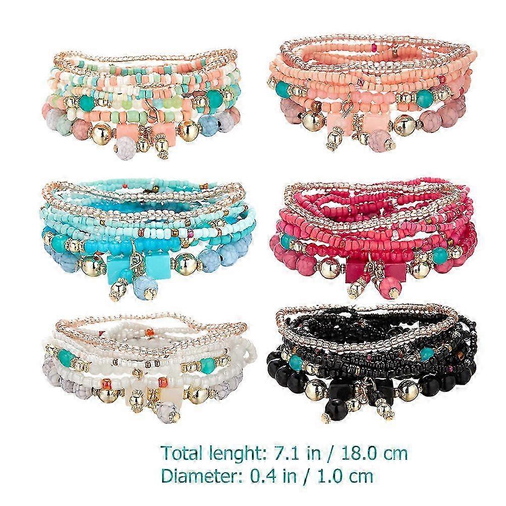 12 Sets Stackable Bead Bracelets Pack for Women Gift