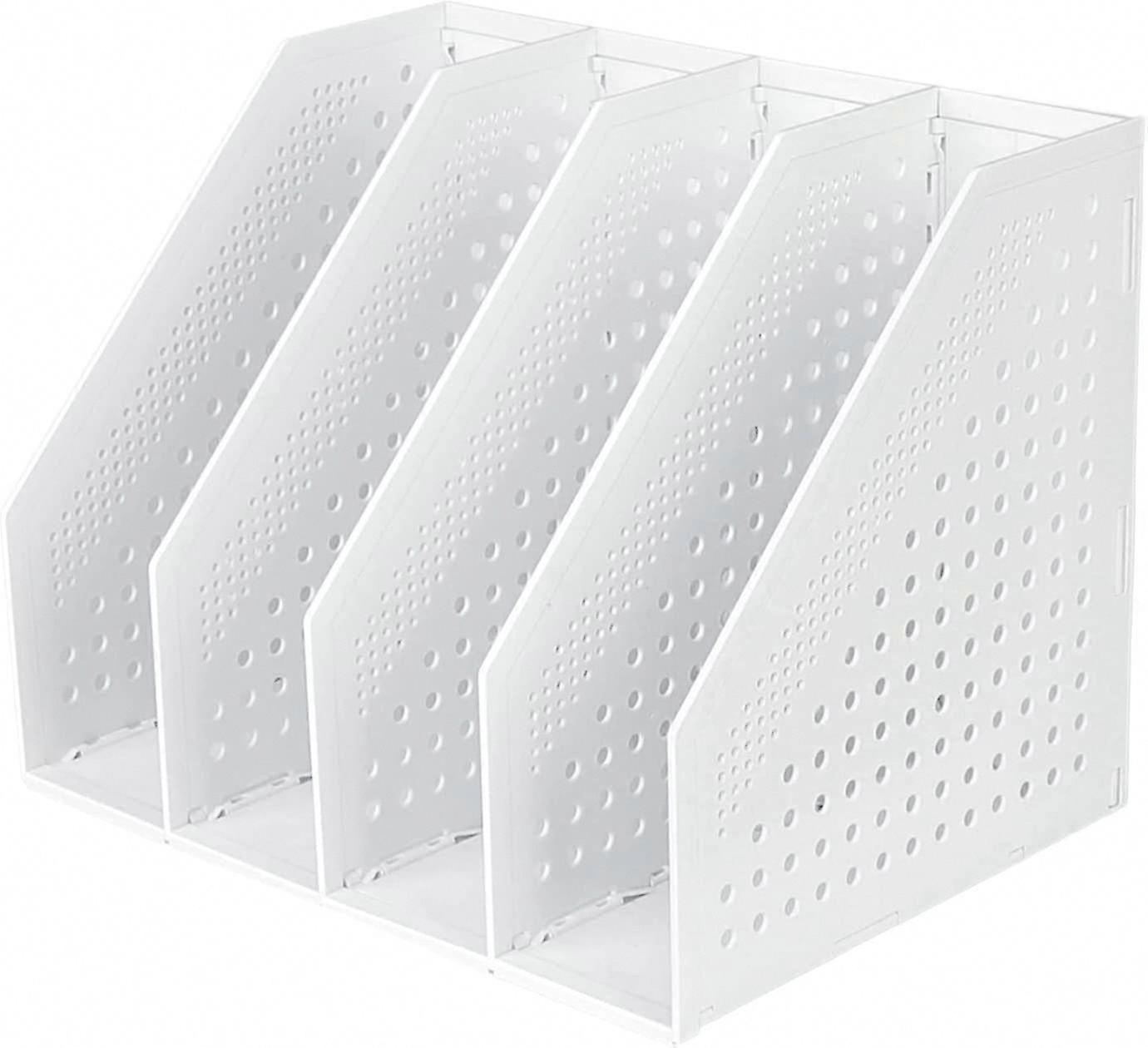 Foldable magazine rack 4 compartments adjustable storage box