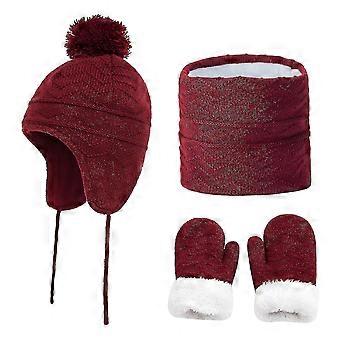 3 stycken hatthalsdukshandskar för barn, sticka Ick Warm