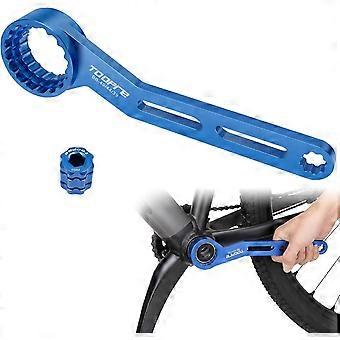 6 in 1 Bike Bottom Bracket Tool for 12/16-Notch 39/41/44/46/49mm External Cups, Aluminum Alloy Wrench with Crank Arm Cap Install Removal Tool for Road