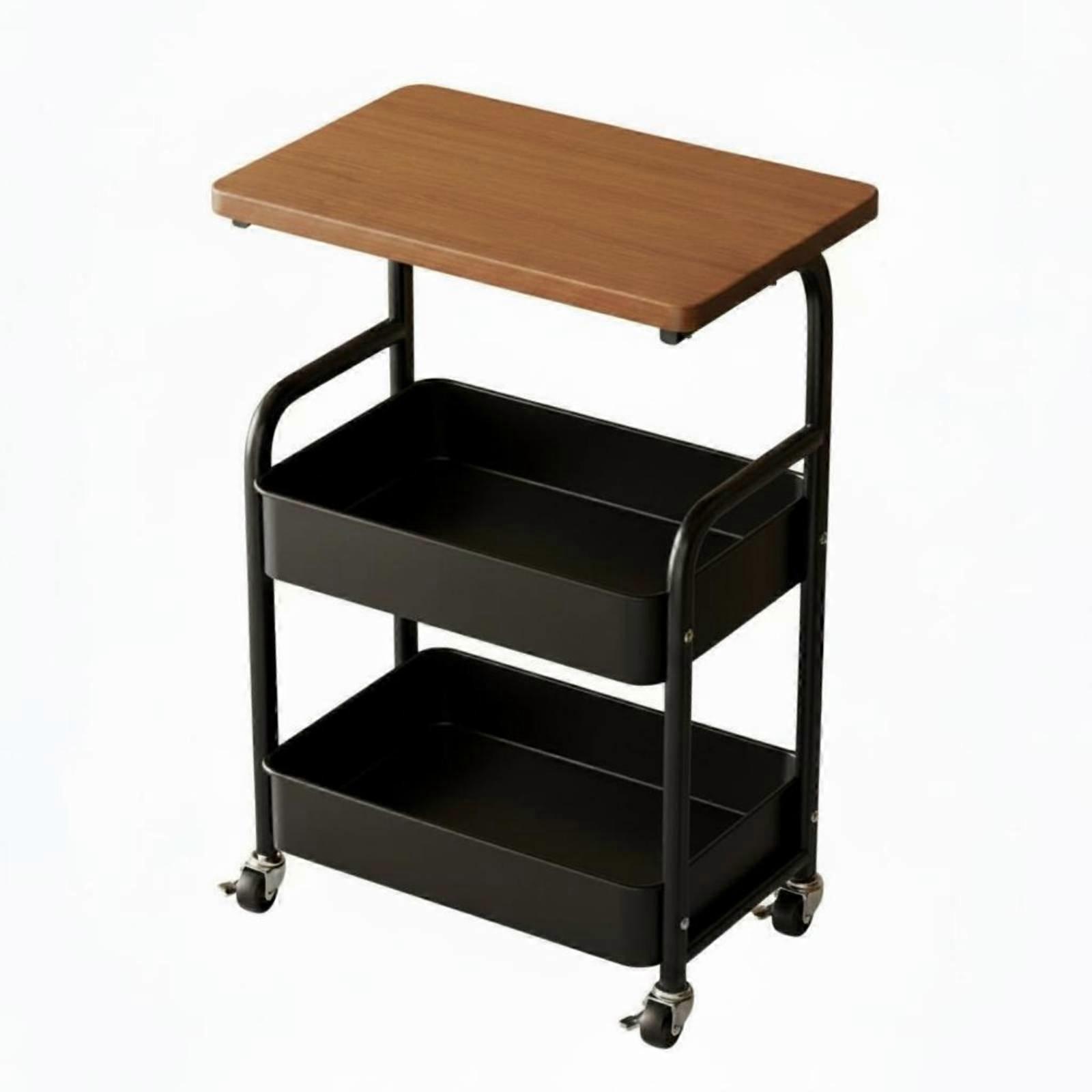 Nightstand with Wheels Multifunctional Bedside Storage Trolley Space Saving Sofa