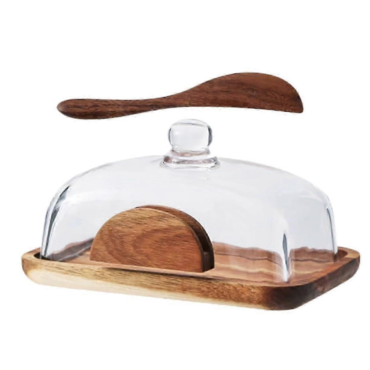 Rustic Wooden Bread Box With Glass Lid