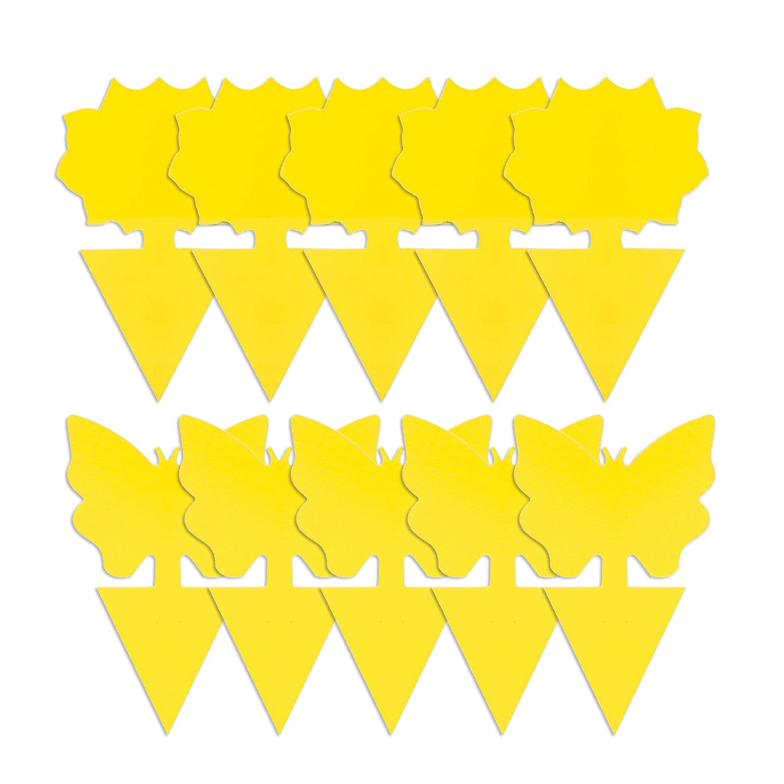 10pcs Fungus Gnat Traps Bright Yellow With Glue Flying Insects Drawing