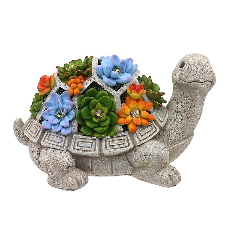 Statua del giardino delle tartarughe ad energia solare all'aperto, con piante grasse e 7 luci a LED - Regalo per la decorazione delle donne