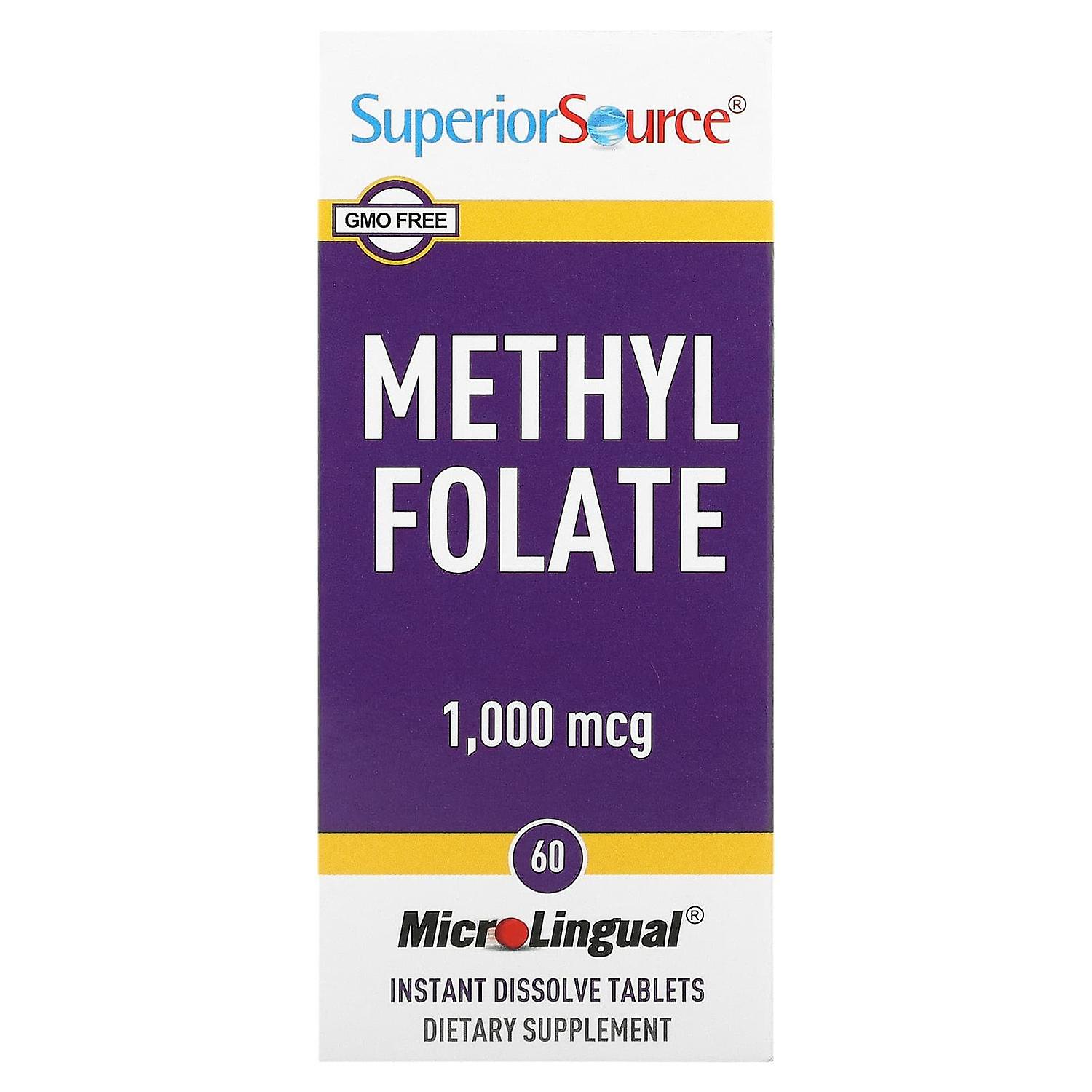 Source supérieure, Folate de méthyle, 1 000 mcg, 60 comprimés à dissolution instantanée