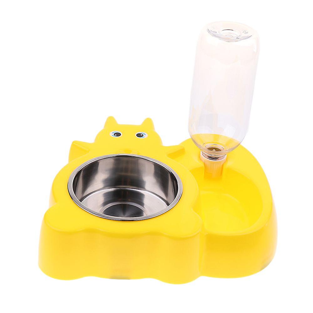 Automatic Pet Feeder Dog Cat Water Drinker Food Bowl Squirrel Yelllow