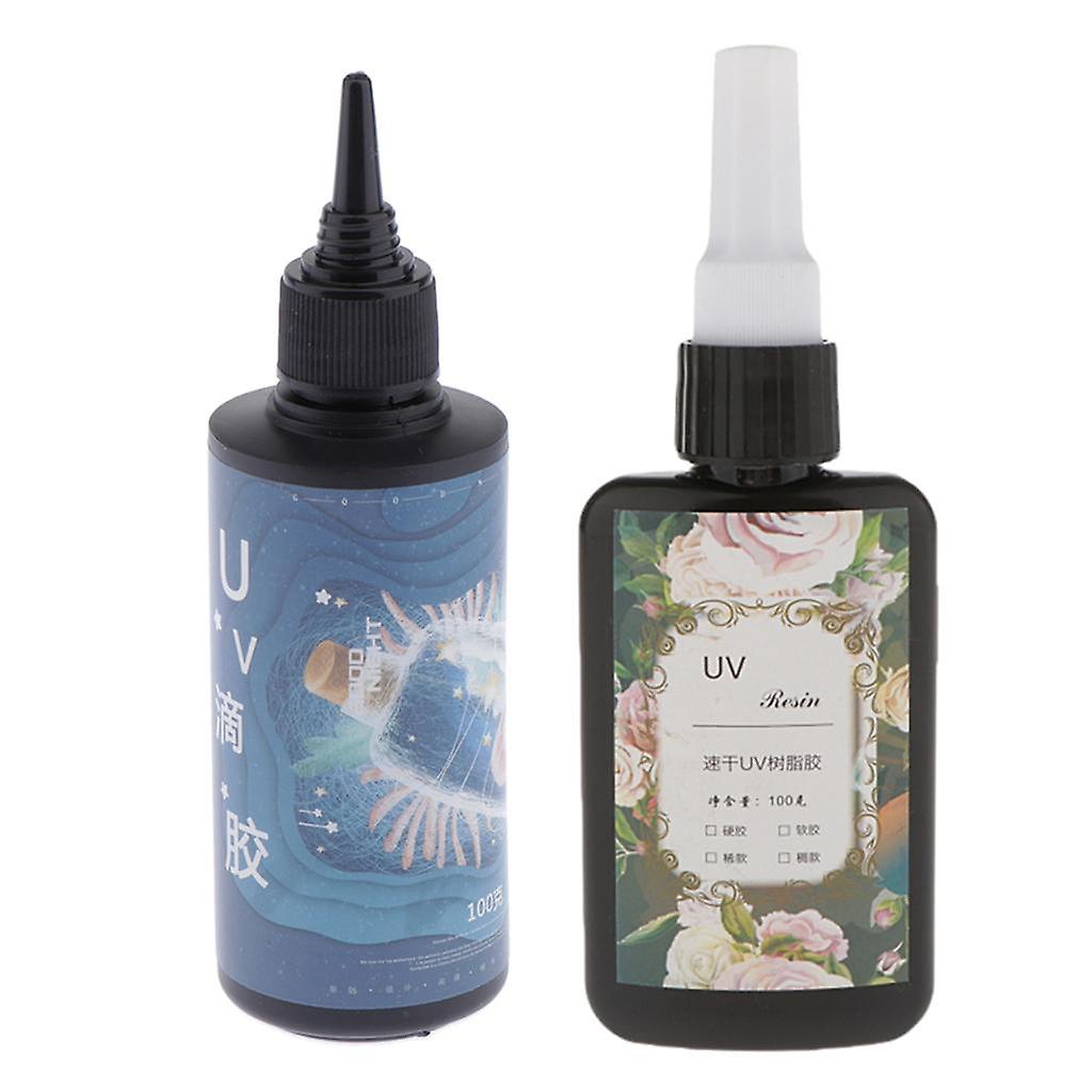 2 Bottles Clear UV Resin Hard Type Glue Crsytal Epoxy for Resin Casting DIY