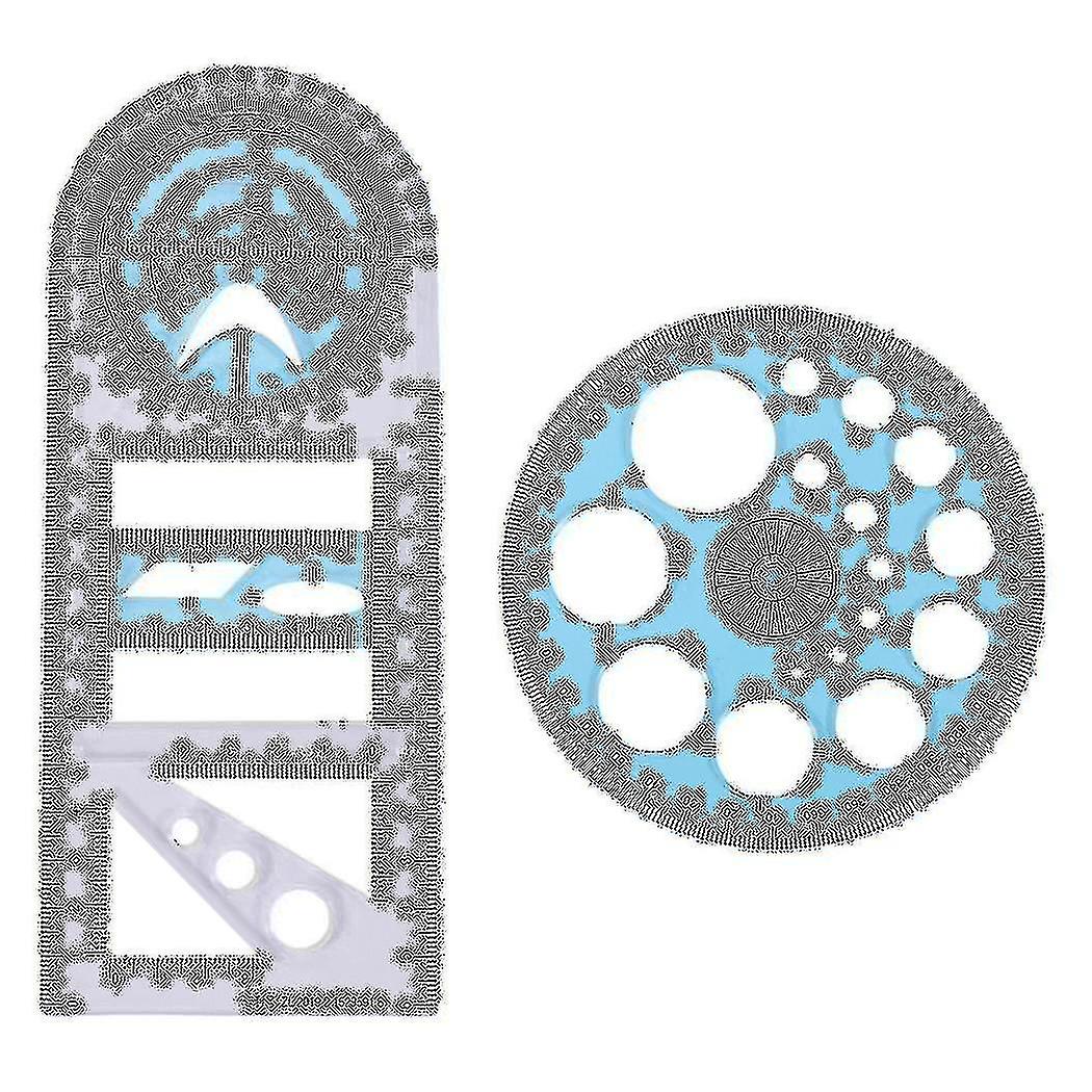 2 Pcs Multifunctional Geometric Ruler Plastic Circle Drawing Tool Drafting Templates Clear Graphic