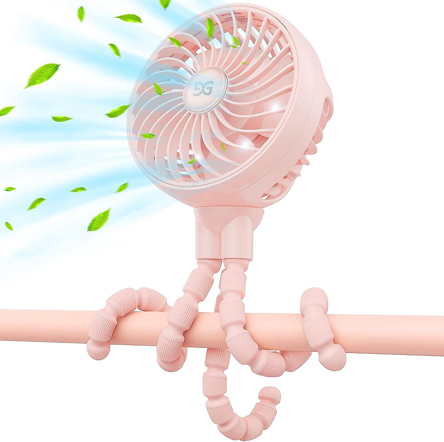 Stroller Fan with Flexible Tripod Clip on for Baby (Pink)