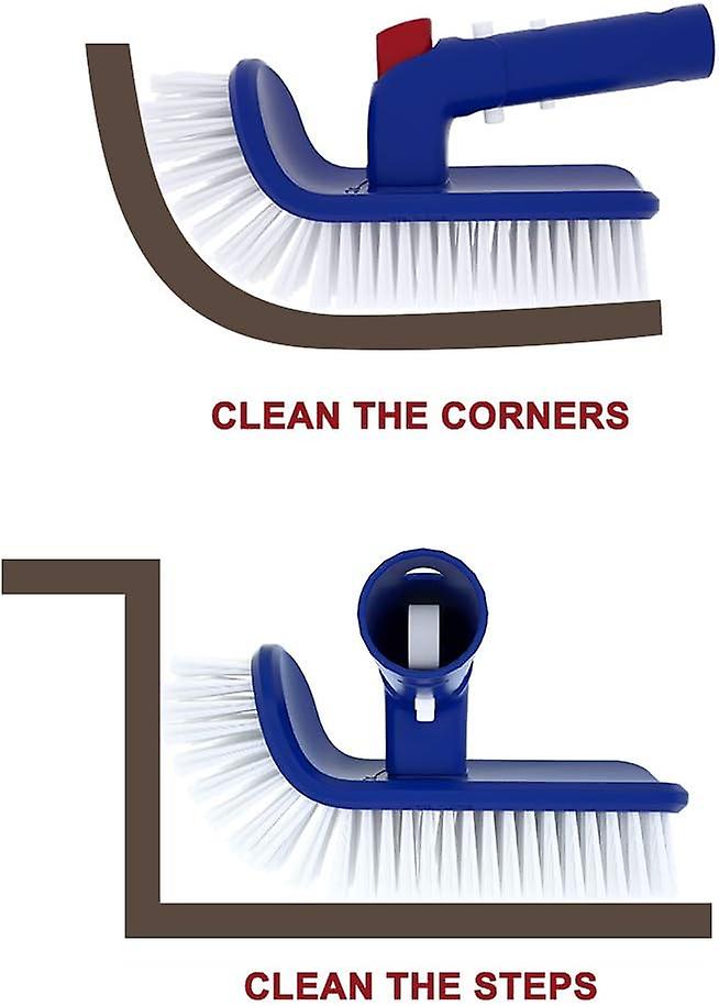 Pool Step And Corner Brush, 180 Degree Swivel Handle Scrub Brush For Above And Below Ground Pools, Spas And Hot Tubs, Fine Bristles