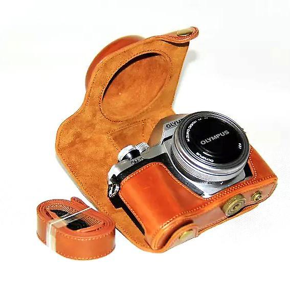 PU Leather Camera Protective Case + Strap for Olympus OM-D E-M10 Mark II/E-M10/E-M10 MarkIII
